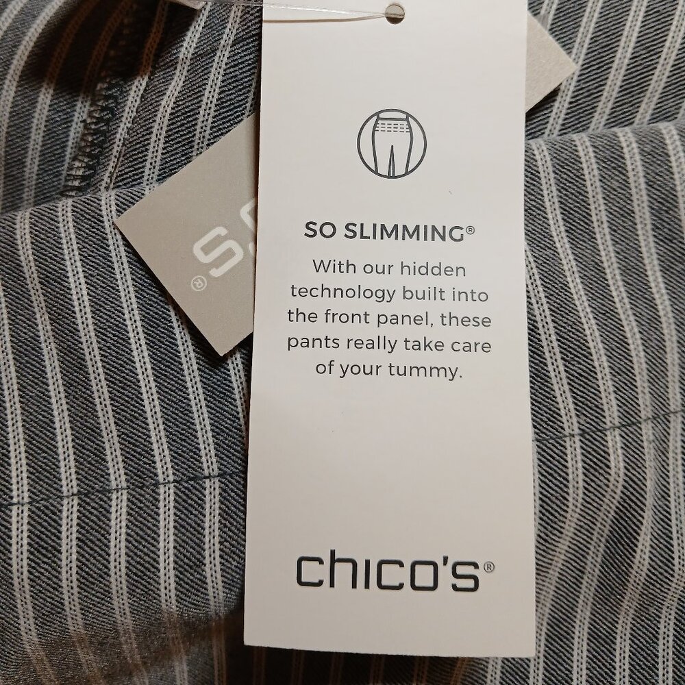 NWT - CHICOS Brigitte So Slimming Stripe Blue Pants - Picture 12 of 16